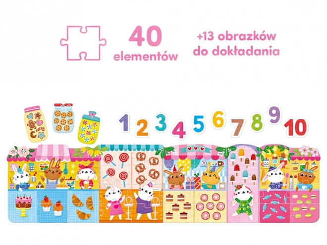 Puzzle pentru copii cu cifre iepurași