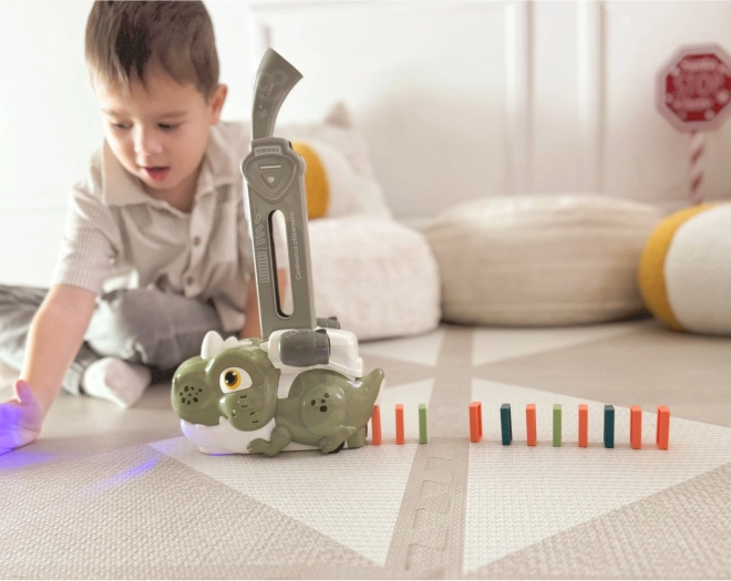Dinozaur interactiv Domino tren WOOPIE, verde, set 8 buc