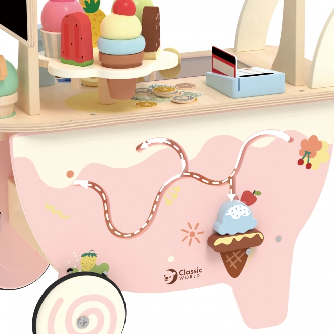 Ice Cream Cart Classic World din lemn 3în1 40 piese
