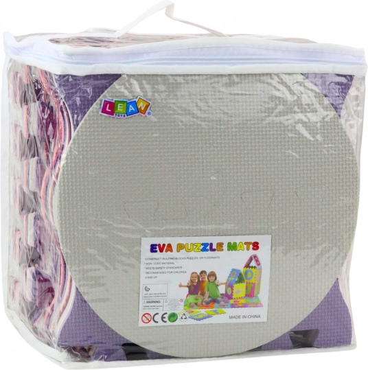 Covoraș educativ din spumă moale Puzzle Roz Mov 25 bucăți