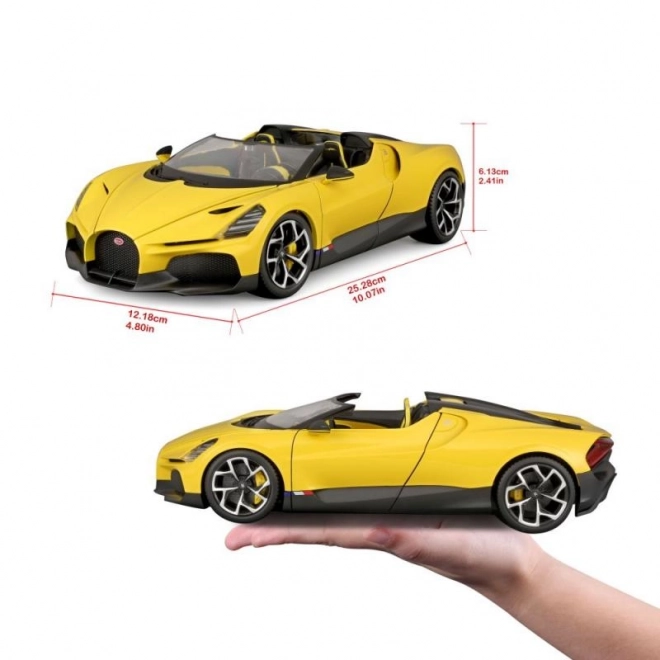 Model auto Bburago Bugatti Mistral galben la scară 1:18