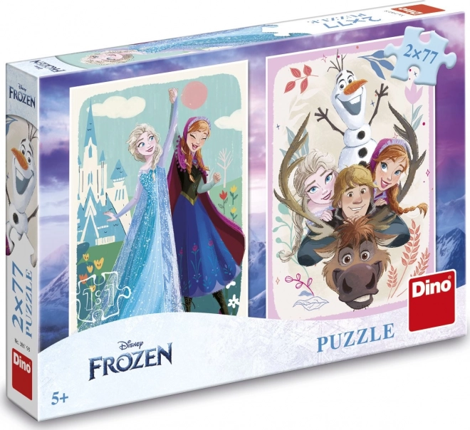 Puzzle Dino Regatul de Gheață: Anna și Elsa 2x77 piese