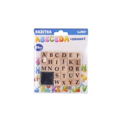 Set ștampile alfabet 26 piese cu cerneală