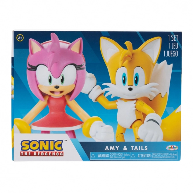 Figurine Sonic cu Amy și Tails, set 2 bucăți, 10 cm