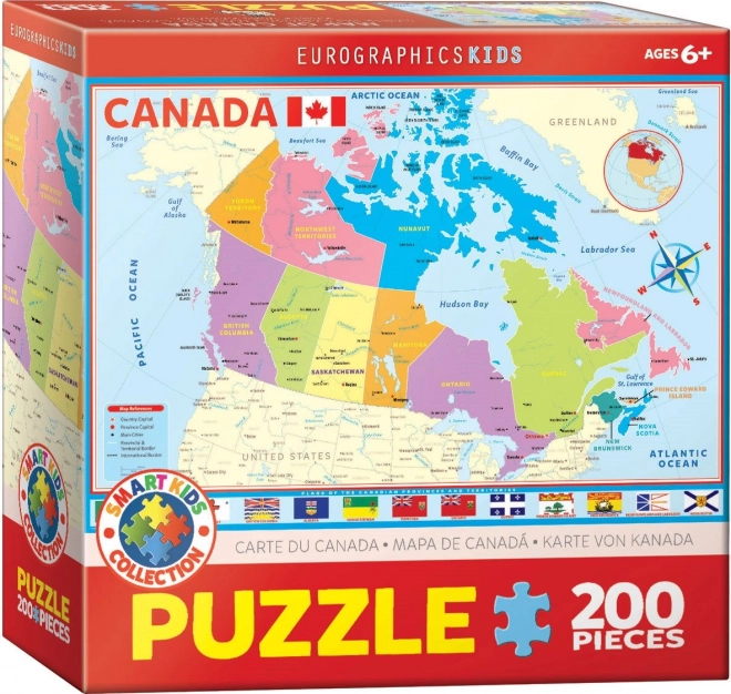 Puzzle Harta Canadei 200 piese