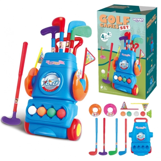 Set de golf pentru copii cu suport pe roți Woopie