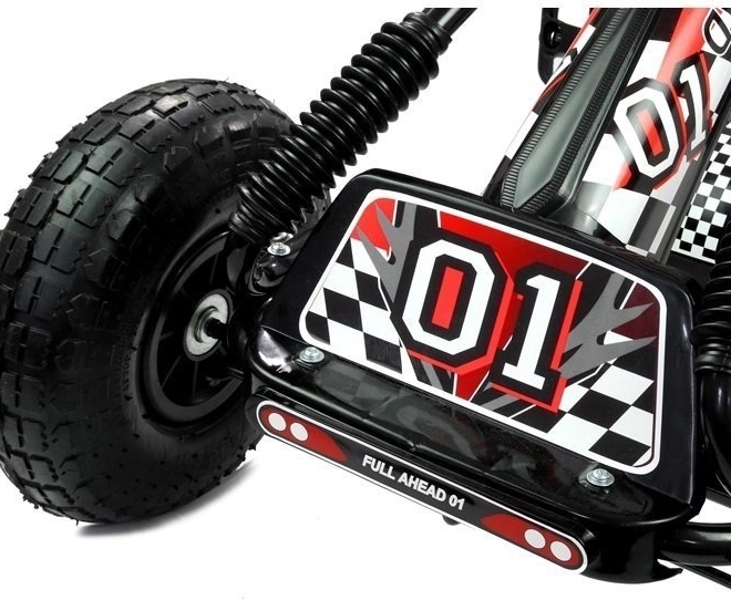 Kart cu pedale + Anvelope gonflabile + Scaun reglabil – negru