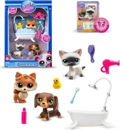 Set de baie Littlest Pet Shop cu 3 animăluțe