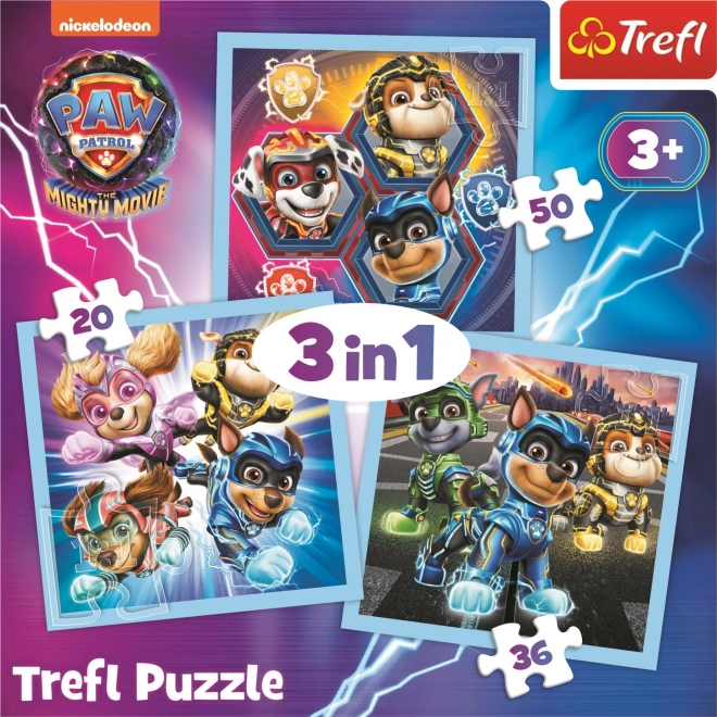 Puzzle 3 în 1 Psi Patrol Puterea Mighty Pups