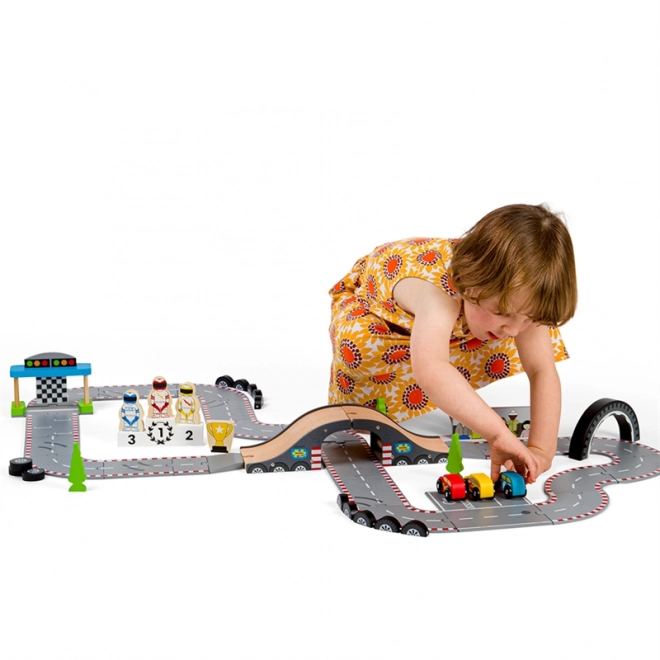 Circuit din lemn pentru ziua cursei Bigjigs Rail