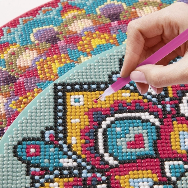 Pictură diamant pe pânză cu mandala roz