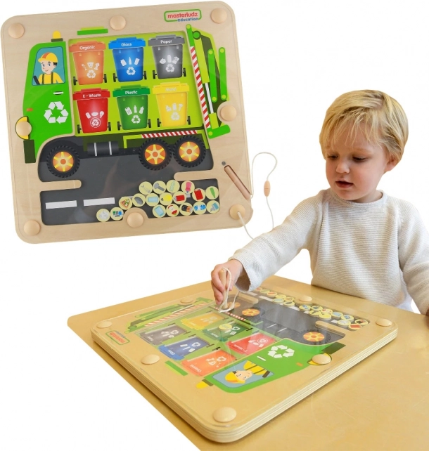 Tablă Magnetică de Sortare a Deșeurilor Masterkidz Camion de Reciclare Montessori