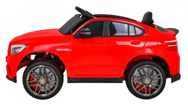 Mercedes Benz GLC63S pentru copii roșu + telecomandă + tracțiune 4x4 + MP3 LED + EVA + pornire lentă