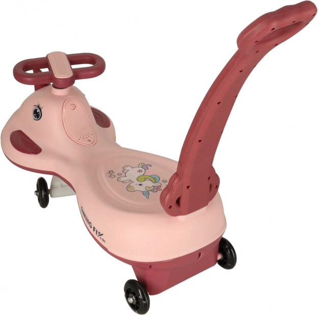 Vehicul roz LED Unicorn cu mânere