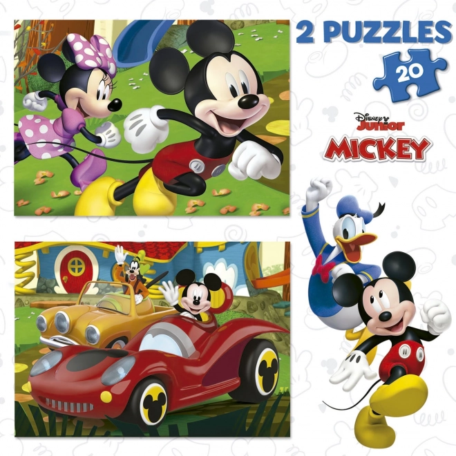 puzzle educa mickey mouse: parc de distracții 2x20 piese