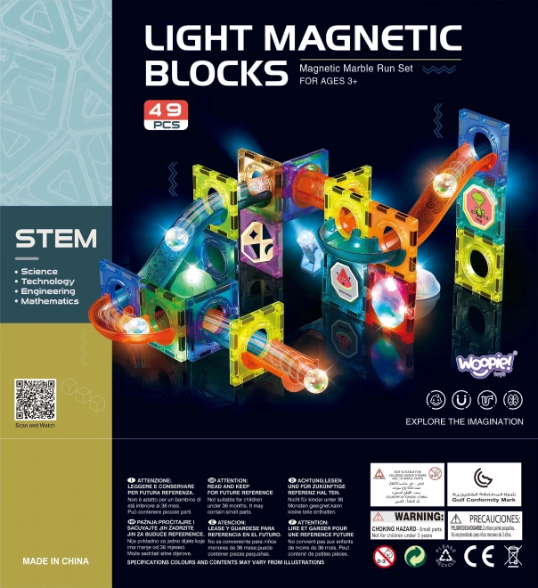Set construcții magnetice cu bile luminoase Woopie