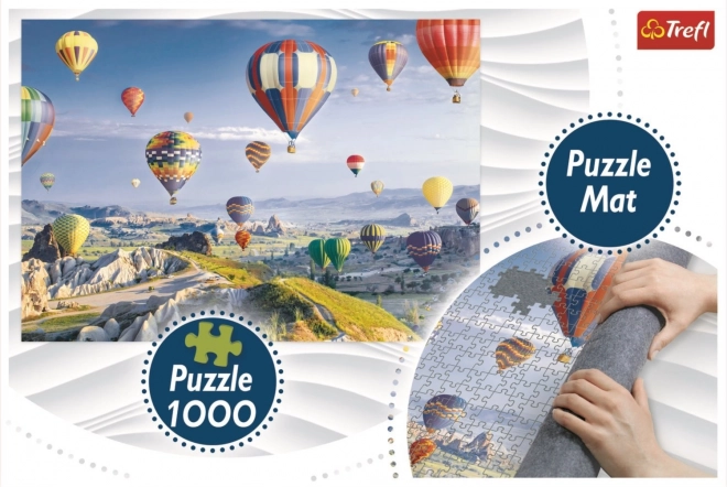 Puzzle cu baloane deasupra Cappadocia 1000 piese cu suport pentru puzzle