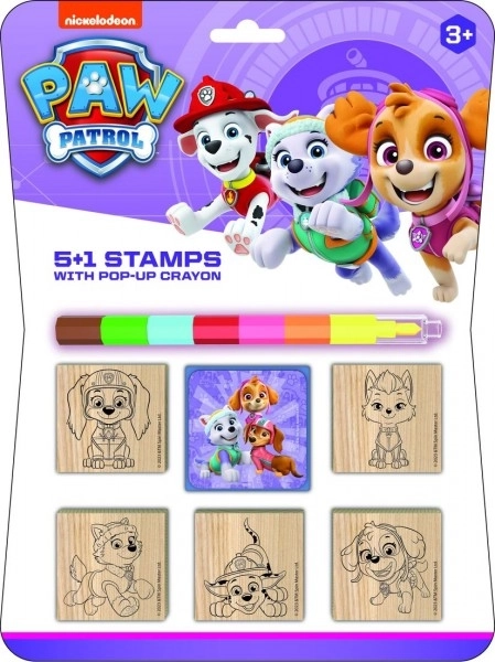 Set amprente cu pad din lemn Paw Patrol 5x5 cm