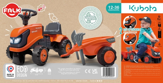 Tractor Cu Pedale Kubota Pentru Copii Cu Remorcă