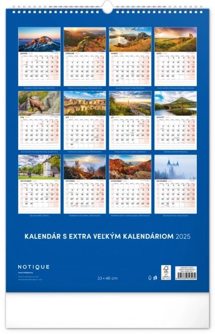 calendar de perete scene pitorești din slovacia 2025 cu calendar extra mare