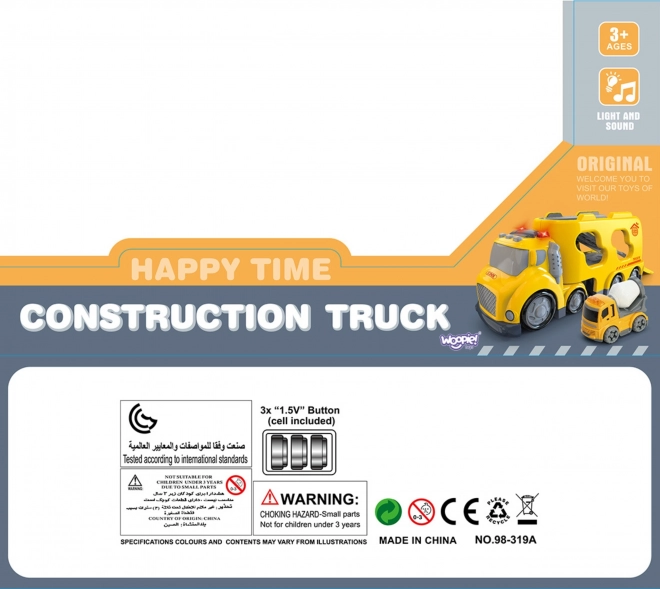 Marele camion de remorcaj galben City Truck cu efecte sonore și luminoase