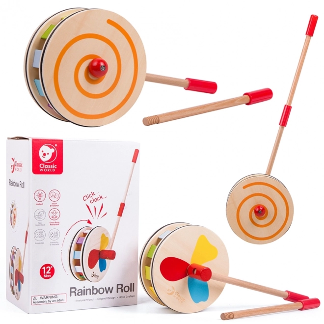 Pusher de lemn curcubeu Classic World