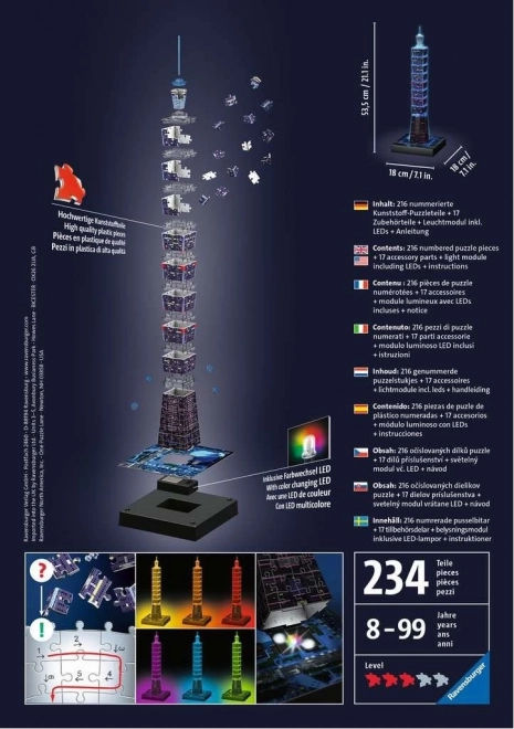 Puzzle 3D cu lumini Taipei 101 - Ediția de Noapte