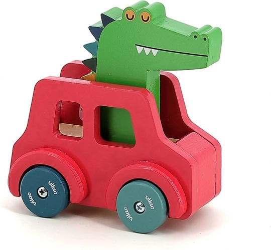 Vilac Mașinuță din lemn cu claxon Crocodil
