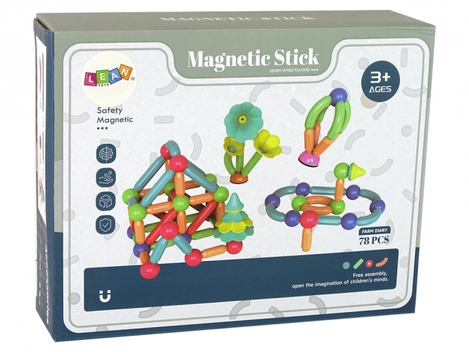 Klocki magnetice de construcție din plastic – 78 de piese