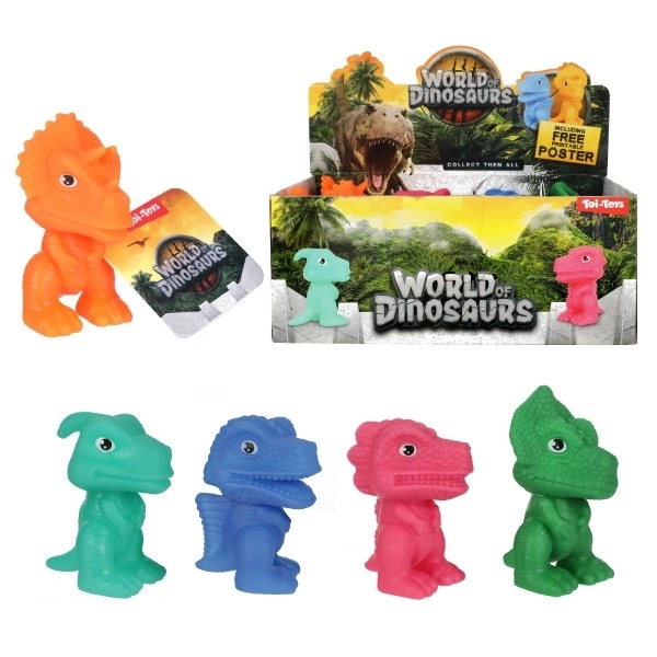 Dinozaur de cauciuc 8cm - 5 tipuri în cutie