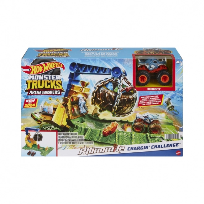 set de joc Hot Wheels monster trucks arena provocarea lui Rhinomite