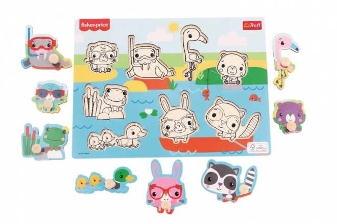 Puzzle din lemn cu animale Fisher Price de la Trefl