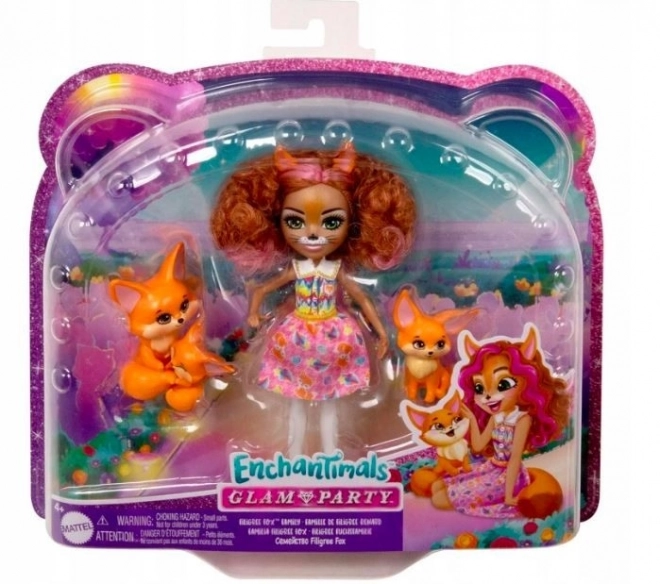 păpușa enchantimals filigree fox cu familia de vulpi