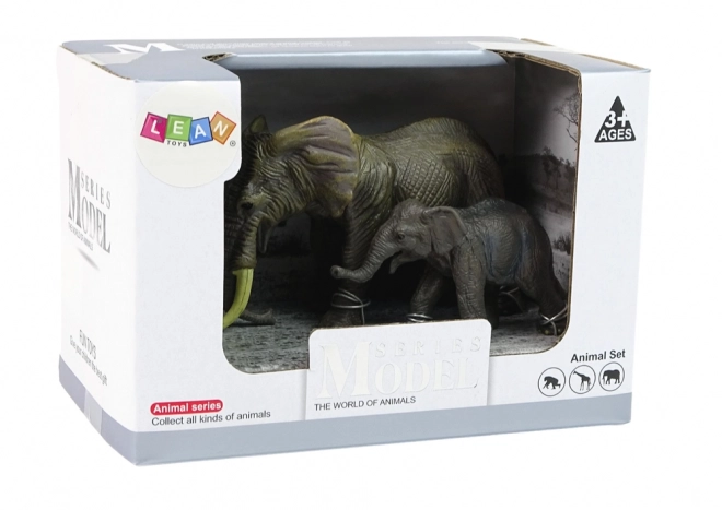 Set figurine elefanți mare și pui din seria Animale din Lume