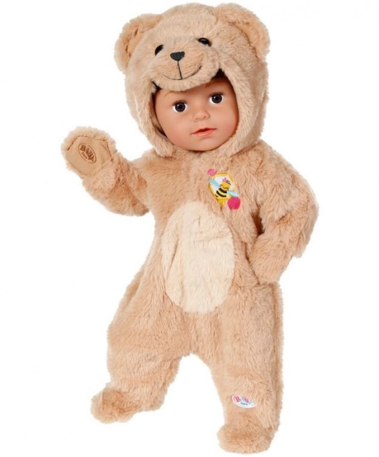Costum ursuleț cu glugă pentru Baby Born