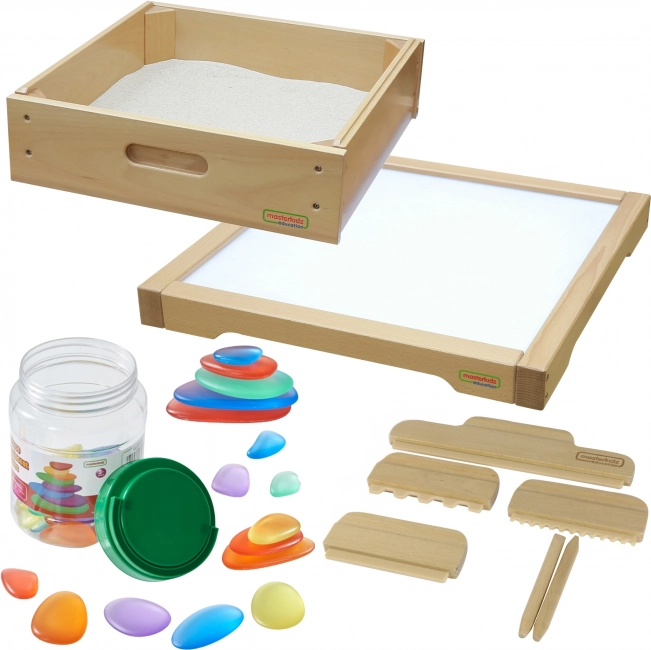 Panou senzorial LED cu accesorii pentru joaca în nisip de la Masterkidz