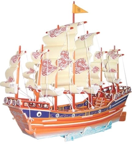 Puzzle 3D din lemn Pânzar dinastia Ming colorat