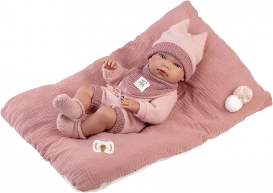 Păpușă realistă bebelușă New Born Fetiță cu corp din vinil integral 40 cm