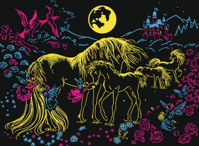 Puzzle luminos unicorni la lumina lunii XXL 100 piese