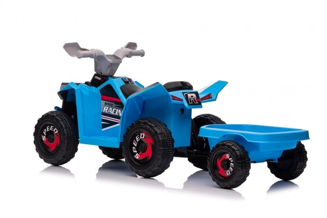 Quad albastru cu remorcă