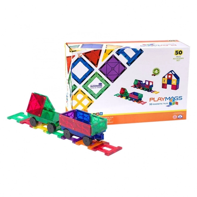 joc de construcție magnetic 3d playmags tren 50 piese