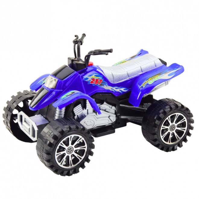 Quad teren off-road cu tracțiune, roți cu profil albastru