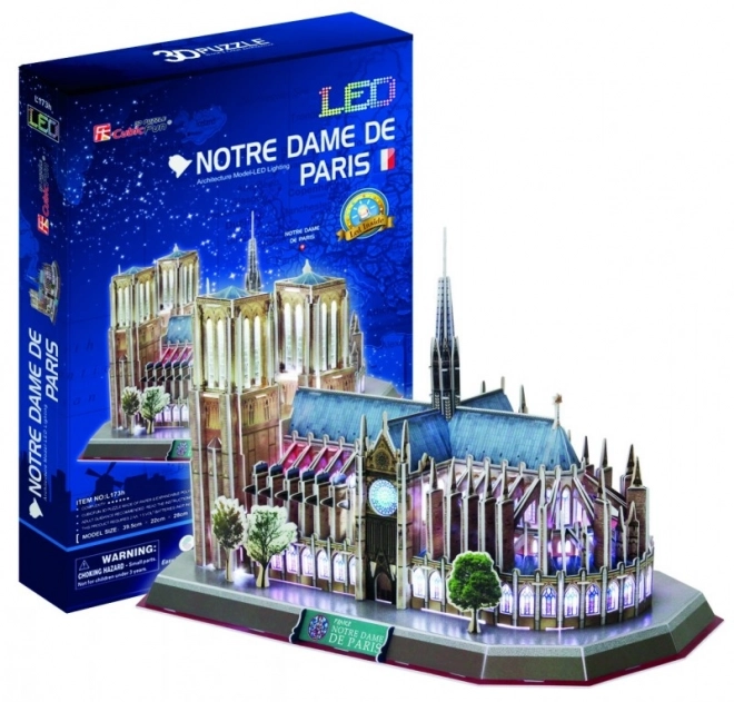 Puzzle 3D catedrală Notre Dame cu leduri