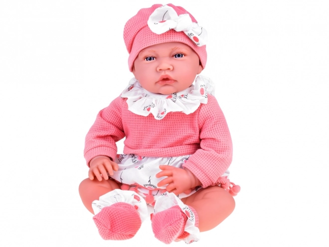 Păpușă interactivă bebeluș 45 cm pentru fetiță set roz