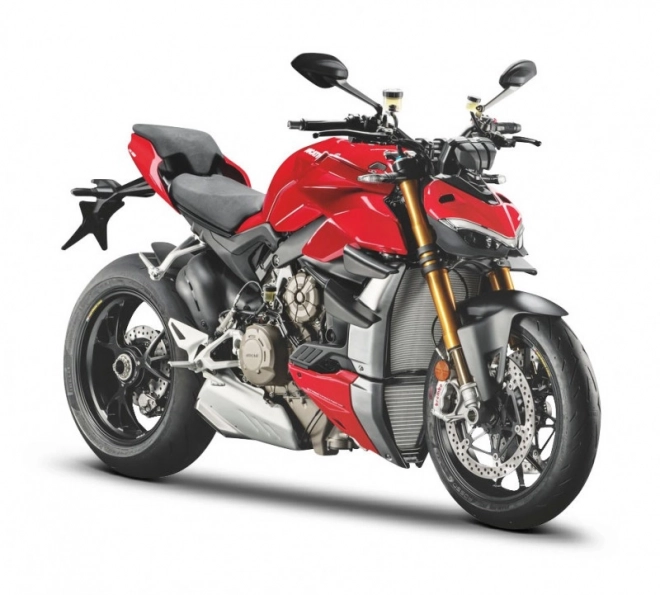 Model motocicletă Ducati Super Naked V4 cu suport