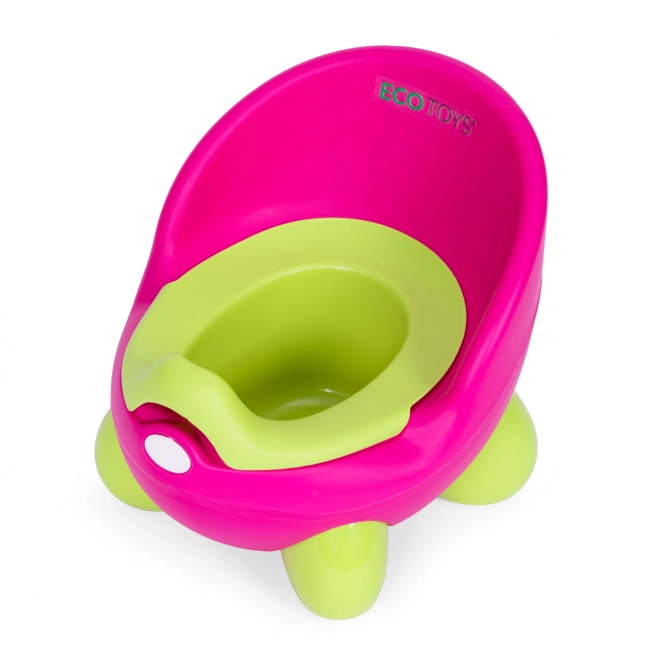 Oliță ergonomică copii cu insert detasabil și picioare antiderapante Roz-Verde Ecotoys