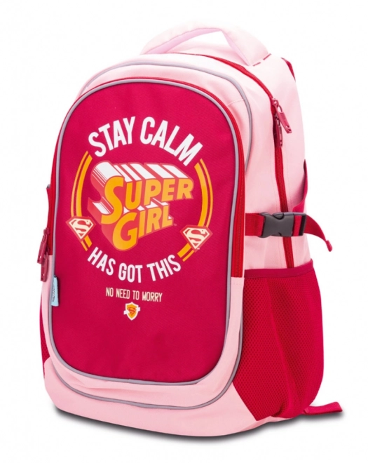 Rucsac școlar cu poncho Supergirl – Stay Calm