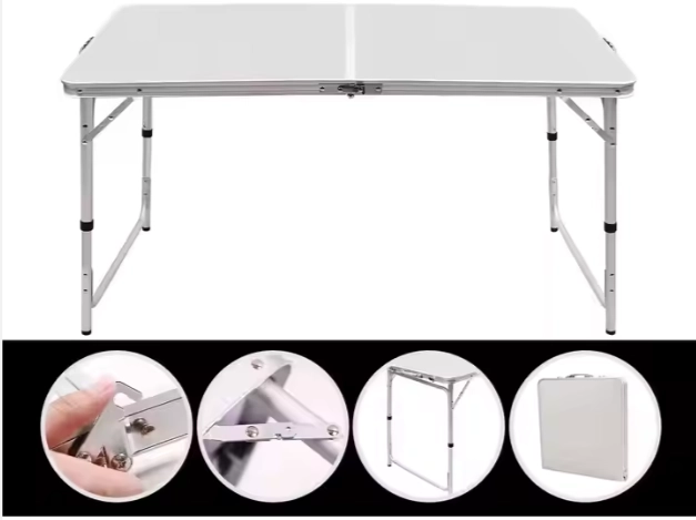 Set de camping pliabil cu masă și 4 scaune, gri