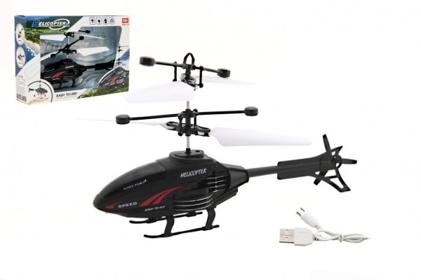 Elicopter Plastic 16cm Reacționând la Mișcarea Mâinii cu Cablu de Încărcare USB