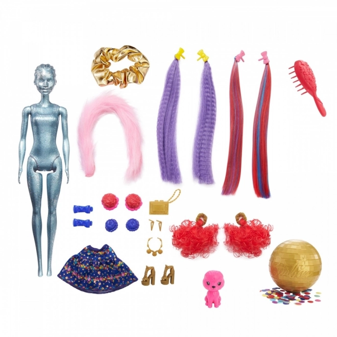 Barbie Color Reveal stilizare păr cu sclipici violet